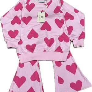 2T Bums & Roses Valentines Sweater & Bell Bottoms Set
